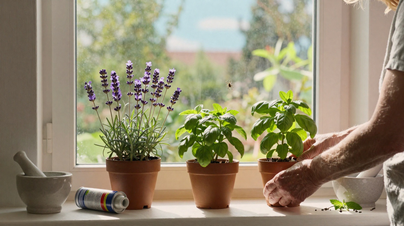 Pessoa a cuidar de plantas em vasos junto a uma janela, com luz natural e ambiente tranquilo.